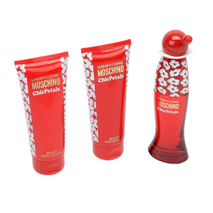 Set cadou Moschino Chic Petals, Femei: Apa de Toaleta, 50ml + Lotiune de corp, 100ml + Gel de dus, 100ml