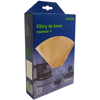 Filtru hartie cafetiera Worwo FCF01AB, 100 buc, marimea 4 Filtru hartie cafetiera Worwo FCF01AB, 100 buc, marimea 4