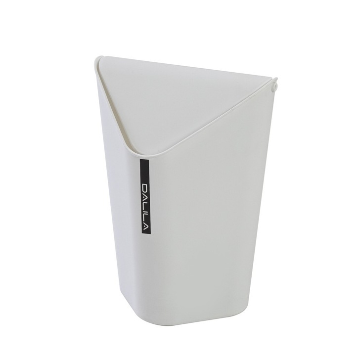 Cos de gunoi FERIDRAS Dalila, alb 6.5l, pentru colt, capac basculant