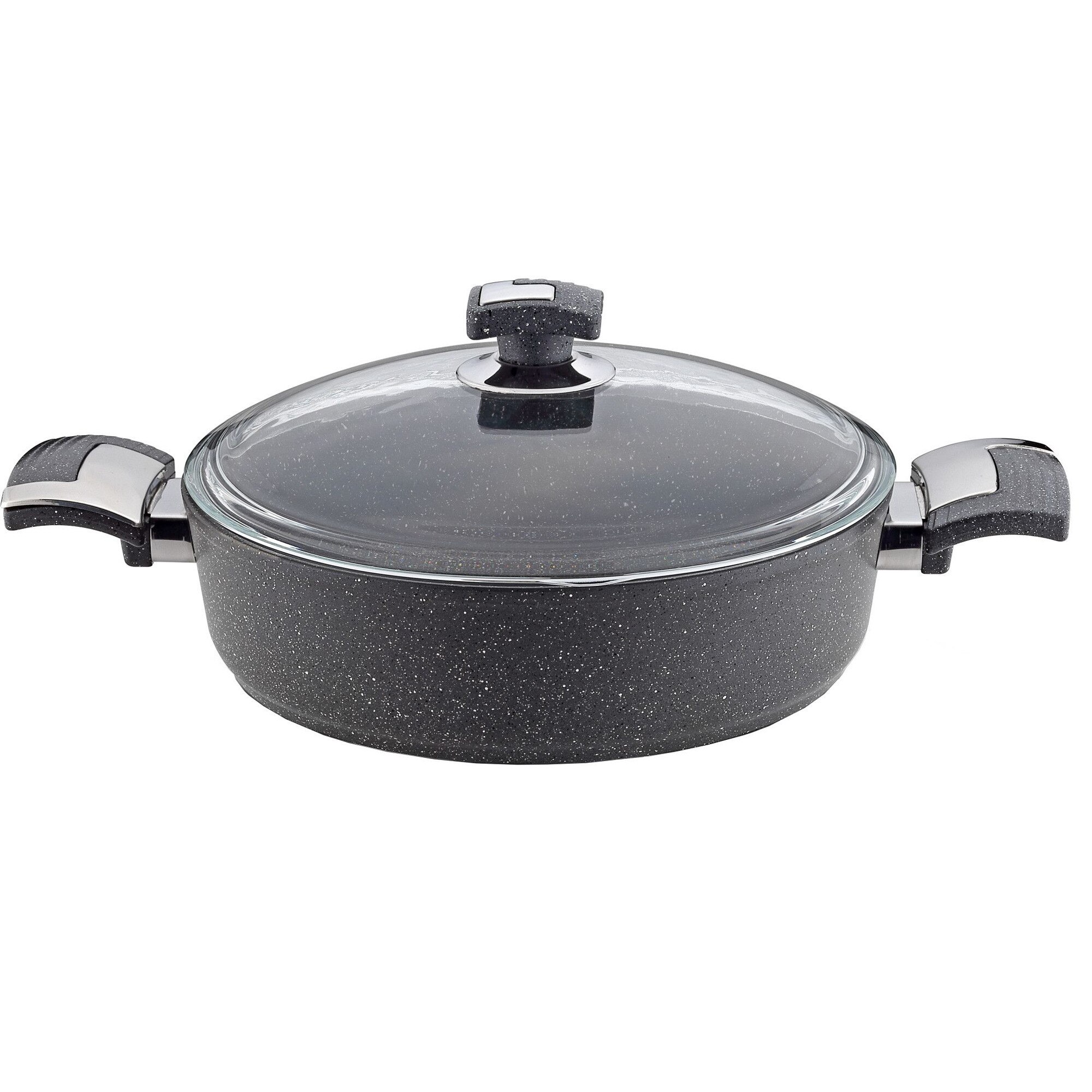 Cratita cu acoperire granit, capac sticla 24 Cm