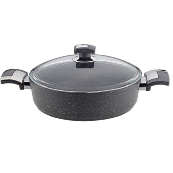 Cratita cu acoperire granit, capac sticla 24 Cm Cratita cu acoperire granit, capac sticla 24 Cm