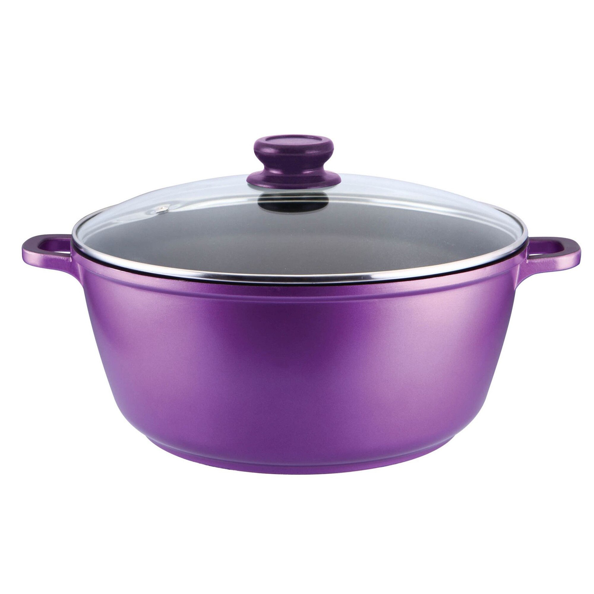 Cratita Aluminiu turnat cu capac sticla - 36 x 18 cm GRUNBERG Mov