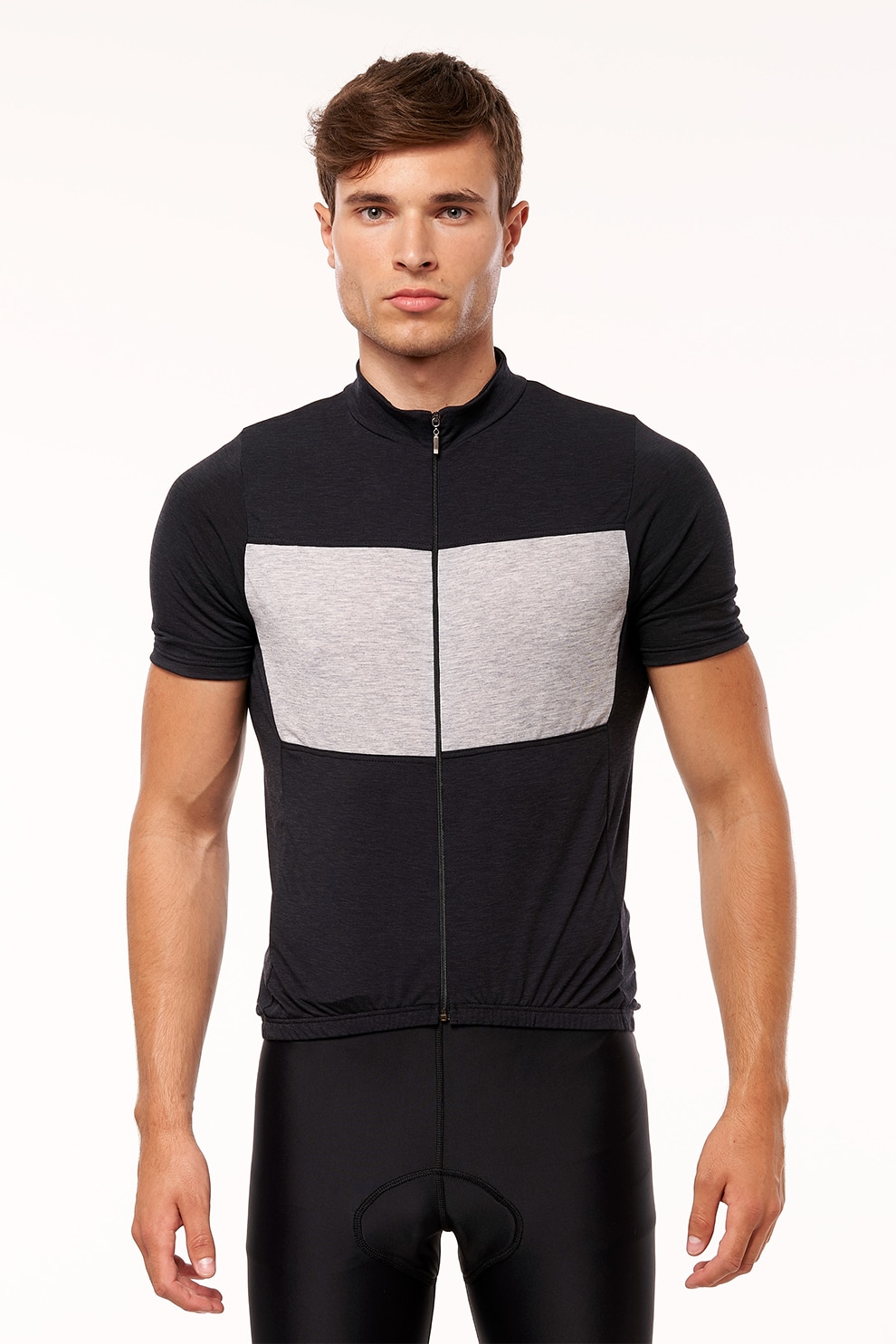 NORTHFINDER, Tricou cu fermoar, pentru ciclism Judah, Negru/Gri melange