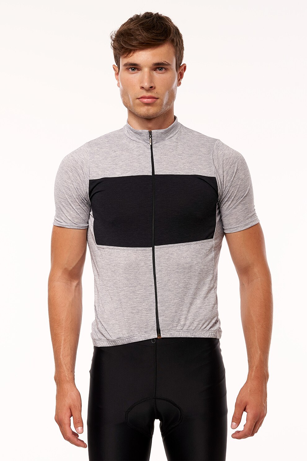 NORTHFINDER, Tricou cu fermoar, pentru ciclism Judah, Gris deschis melange/Negru