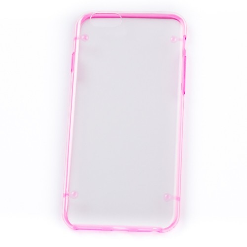 Husa Iphone 6, Transparenta cu Rama Roz, Silicon Ultra Subtire