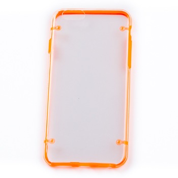 Husa Iphone 6, Transparenta cu rama portocalie, Silicon Ultra Subtire Husa Iphone 6, Transparenta cu rama portocalie, Silicon Ultra Subtire