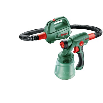 Pistol de vopsit Bosch PFS 1000, 410 W, 800 ml capacitate rezervor, 100 ml/min capacitate pompare, 1.3 m lungime furtun + duza pentru vopsele Pistol de vopsit Bosch PFS 1000, 410 W, 800 ml capacitate rezervor, 100 ml/min capacitate pompare, 1.3 m lungime furtun + duza pentru vopsele