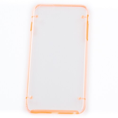 Husa Iphone 6 Plus, Transparenta cu rama portocalie, Silicon Ultra Subtire