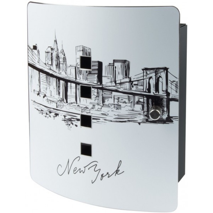 Carcasa metalica pentru chei, BURG-WACHTER, Skyline New York, Alb/Negru