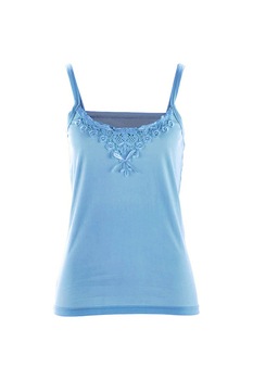 Top dama cu aplicatii dantela, albastru, marimea 36/38 Top dama cu aplicatii dantela, albastru, marimea 36/38