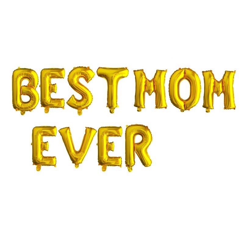 Set 11 Baloane Litere Folie, Best Mom Ever, Auriu, 105 cm
