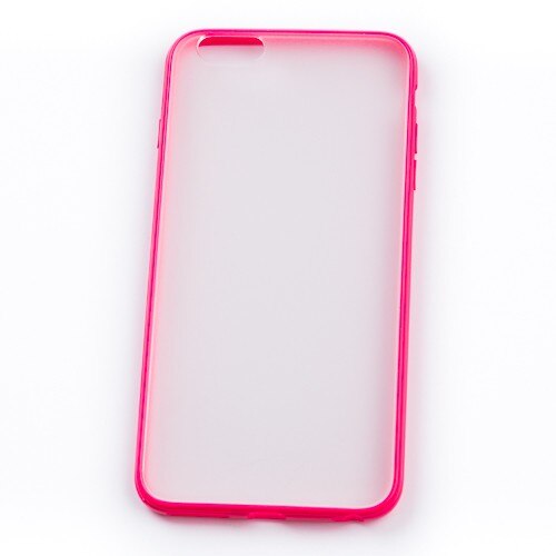 Husa Iphone 6 Plus, Transparenta Plastic cu rama Fuxia