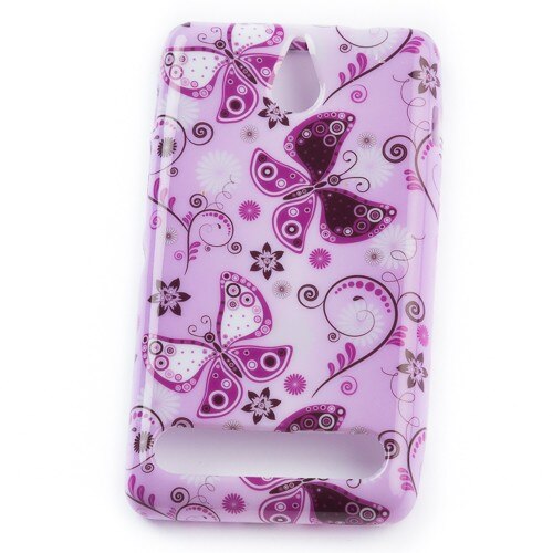 Husa Sony Xperia E1 Lila Butterflies, Silicon, Multicolor