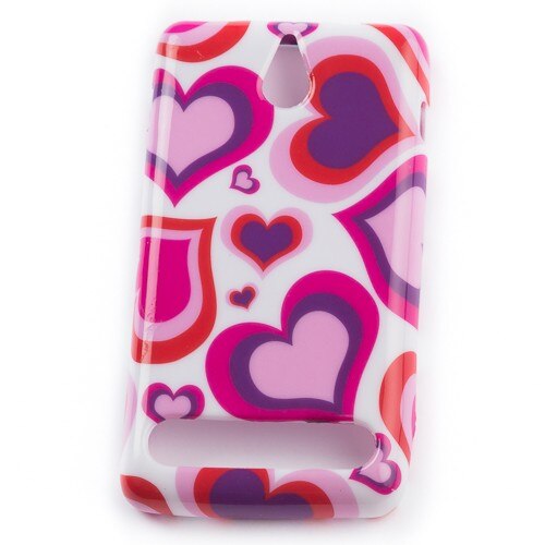 Husa Sony Xperia E1 Pink Hearts, Silicon, Multicolor