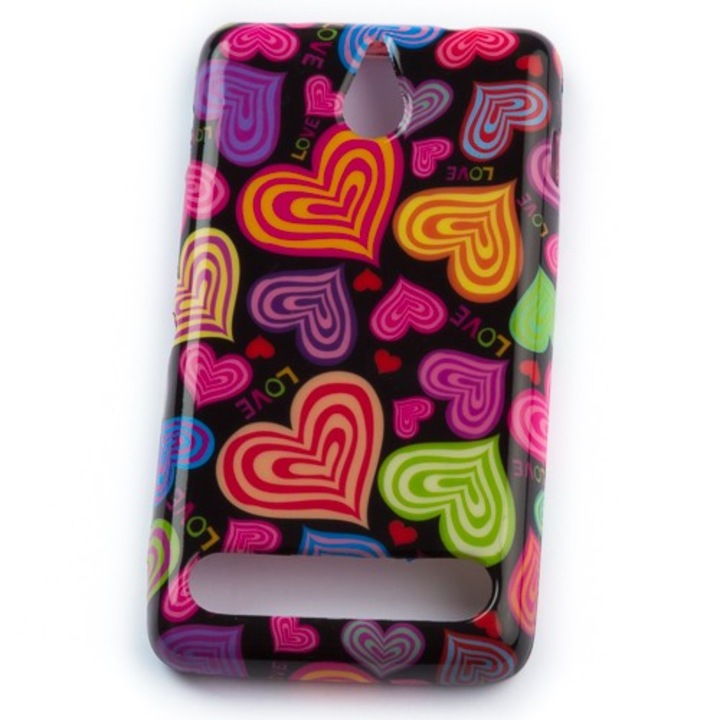 Husa Sony Xperia E1 Colored Hearts, Silicon, Multicolor
