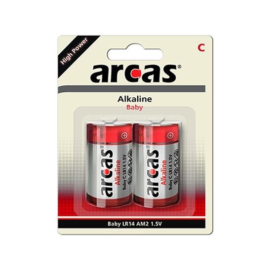 Baterii alcaline R14 C Arcas High Power, blister 2 baterii