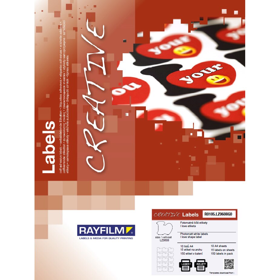 Etichete in forma de Imi place, fotomat 15buc/A4 uz univ 10/set Rayfilm-Creativ