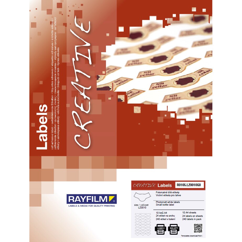 Etichete pentru gatul sticlei, fotomat 24buc/A4 uz univ 10/set Rayfilm-Creativ