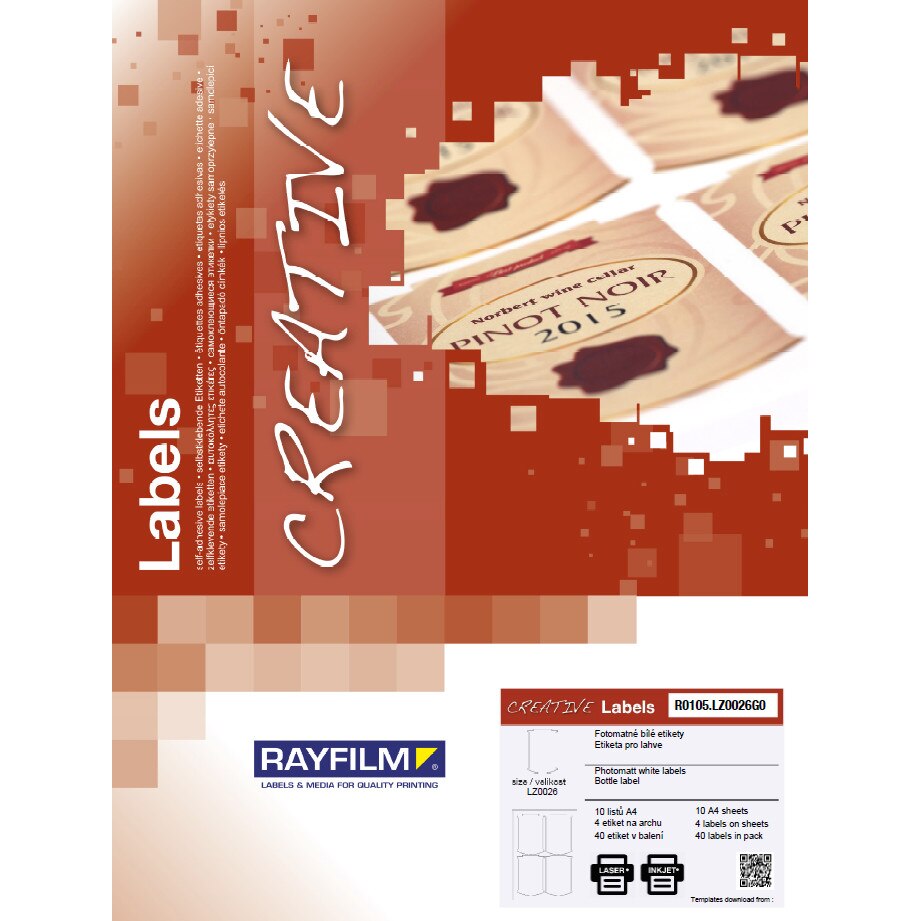 Etichete pentru spatele sticlei, hartie vintage crem 4buc/A4 laser 10/ set Rayfilm-Creativ
