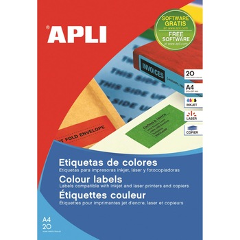 Etichete autoadezive APLI Color, 1/A4, 210 x 297 mm, 20 coli/top, galben Etichete autoadezive APLI Color, 1/A4, 210 x 297 mm, 20 coli/top, galben