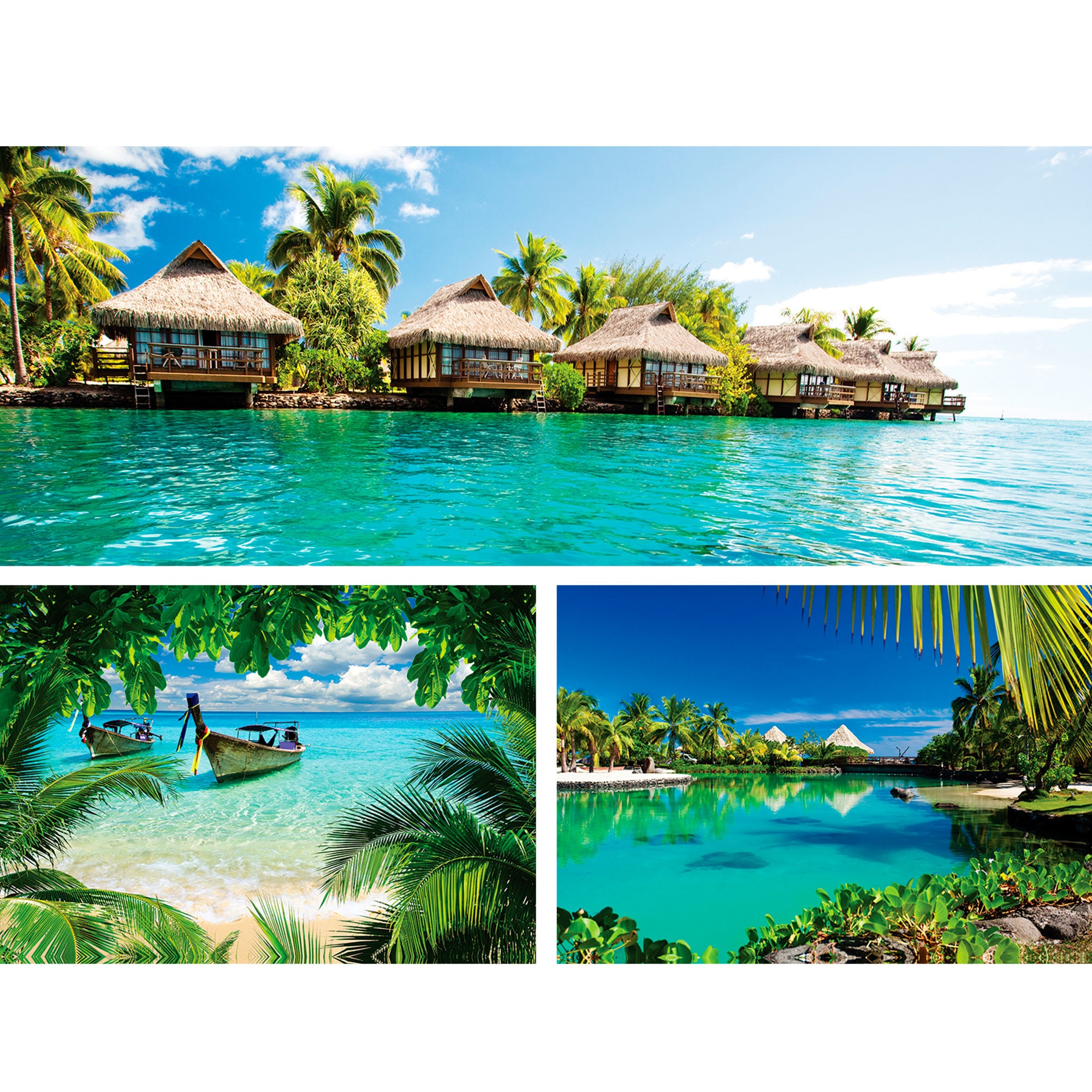 Set Tablouri DEGRETS 78641 Canvas, 55.8 x 80 cm, 3 piese (1x30x80 cm, 2x25.8x37.5 cm), Plaje exotice 3