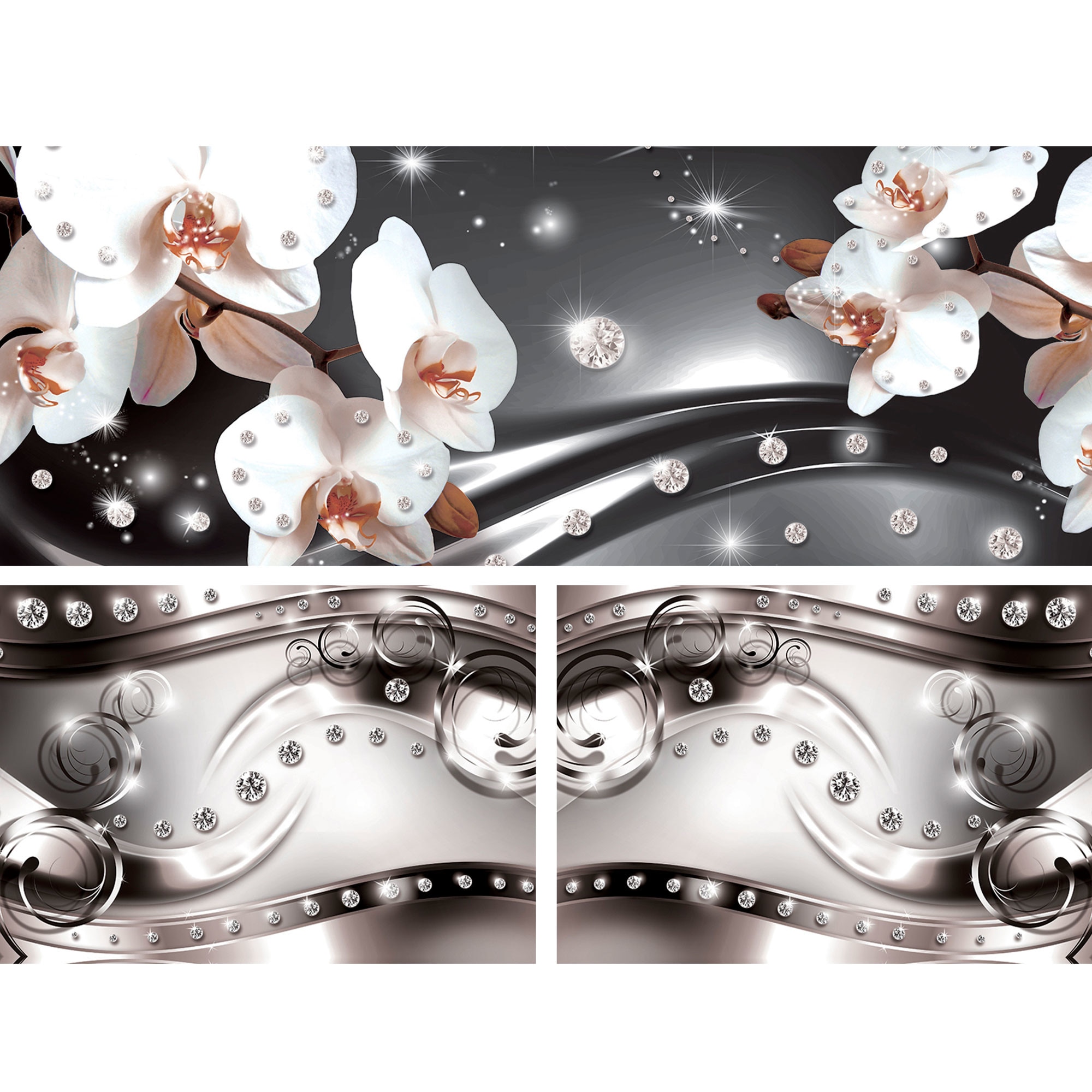 Set Tablouri DEGRETS 78642 Canvas, 55.8 x 80 cm, 3 piese (1x30x80 cm, 2x25.8x37.5 cm), Orhidee eleganta 6