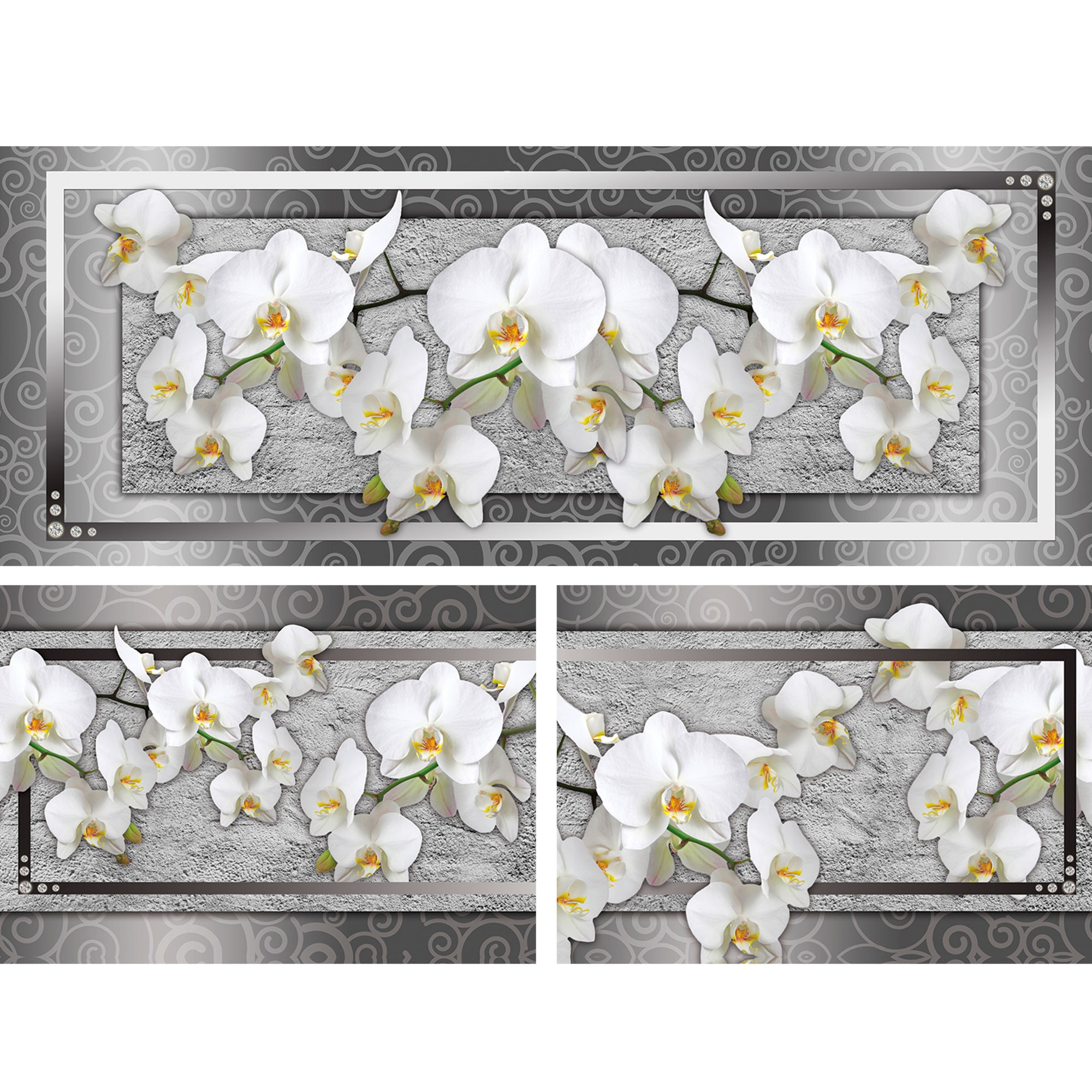 Set Tablouri DEGRETS 78643 Canvas, 55.8 x 80 cm, 3 piese (1x30x80 cm, 2x25.8x37.5 cm), Orhidee eleganta 7