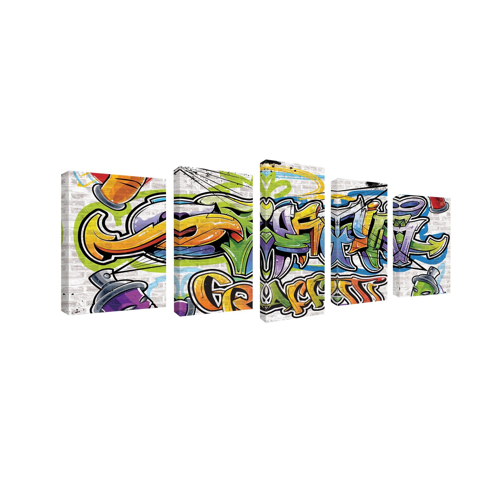 Set Tablouri DEGRETS 78656 Canvas, 50 x 120 cm, 5 piese (2x40x30 cm, 2x40x20, 1x50x20 cm), Graffiti