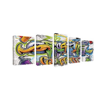 Set Tablouri DEGRETS 78656 Canvas, 50 x 120 cm, 5 piese (2x40x30 cm, 2x40x20, 1x50x20 cm), Graffiti Set Tablouri DEGRETS 78656 Canvas, 50 x 120 cm, 5 piese (2x40x30 cm, 2x40x20, 1x50x20 cm), Graffiti