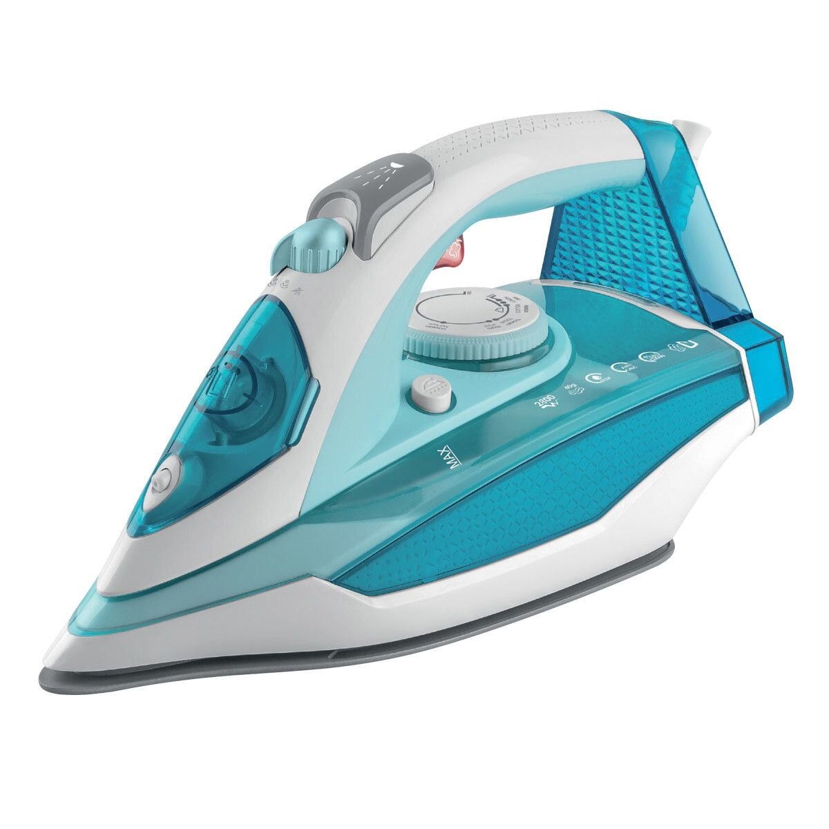 Fier de calcat Zephyr, 2800W, 0,3 litri, Talpa ceramica, Anticalcar, Alb/Albastru