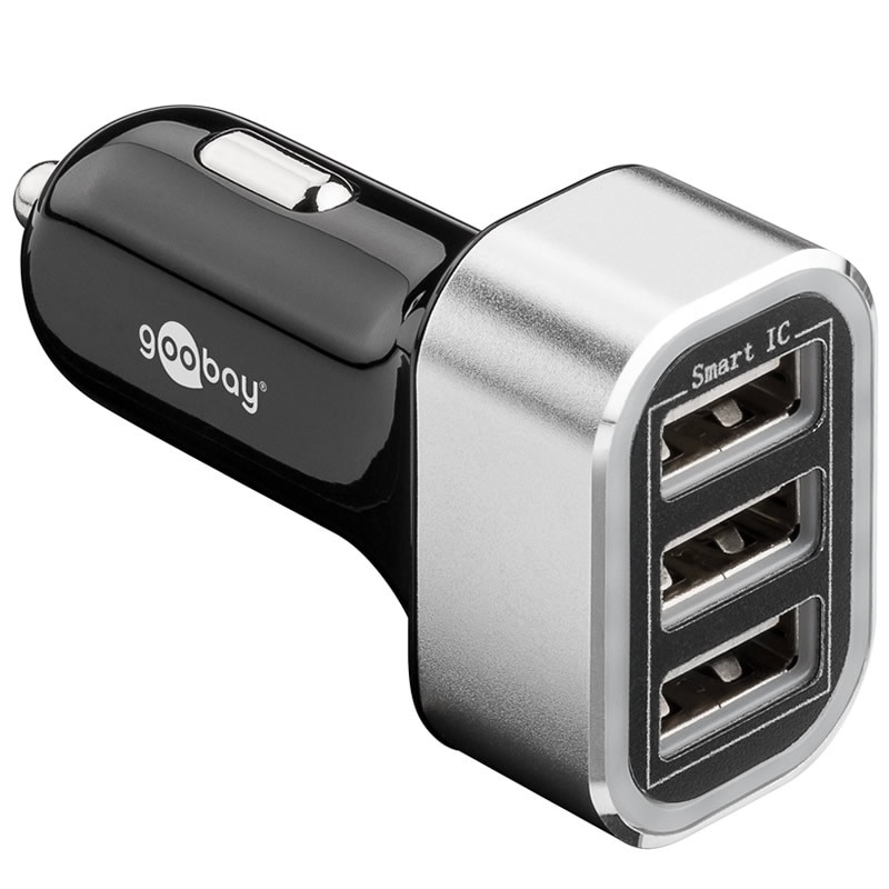Alimentator USB bricheta auto Goobay, 3 iesiri, 5.5 A, negru