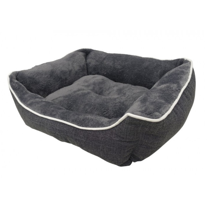 Culcus pentru caini Nobby Reno, Microfibra, 52 x 41 x 16 cm, Gri