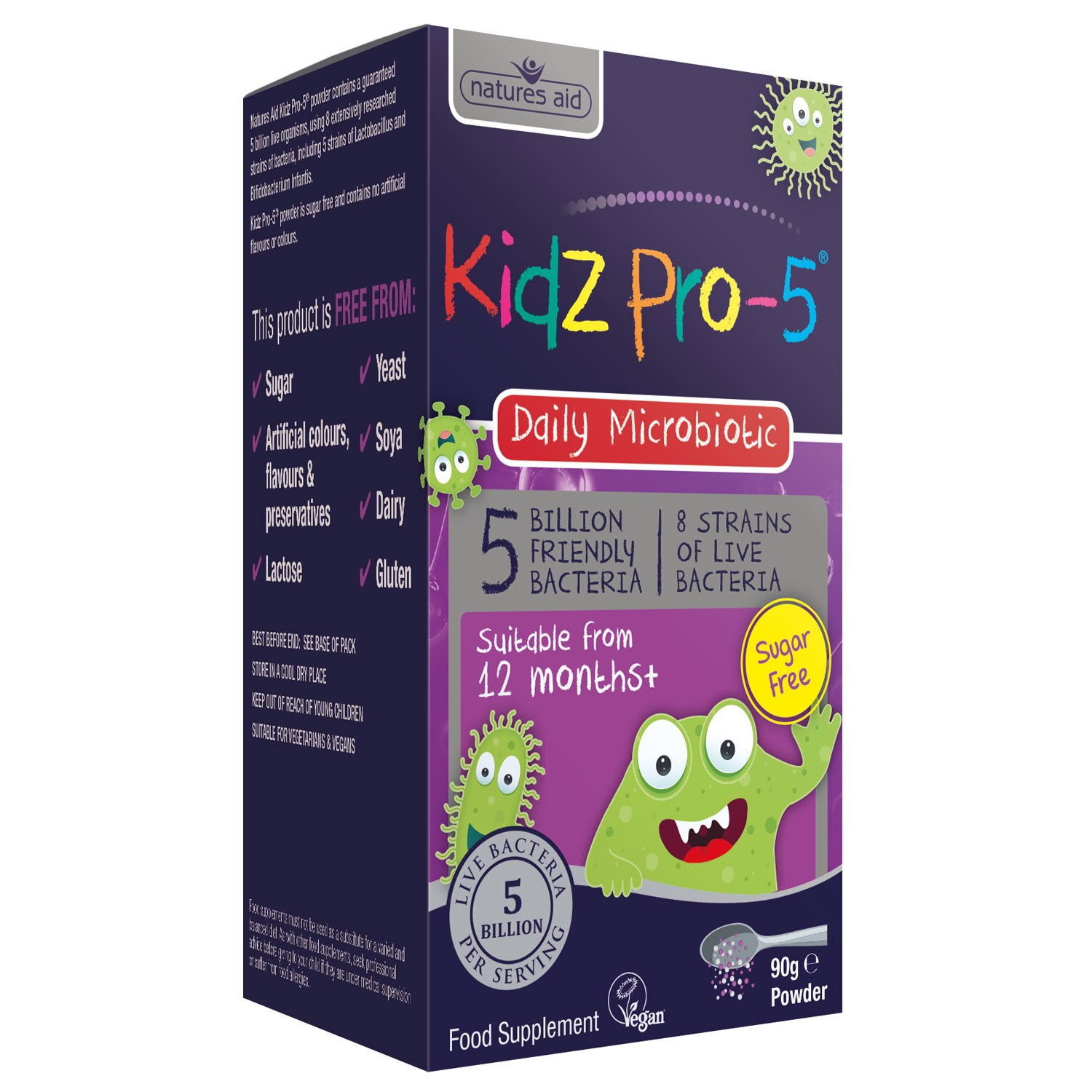 Kidz PRO-5 microbiotic pentru copii Natures Aid, 90g, pulbere