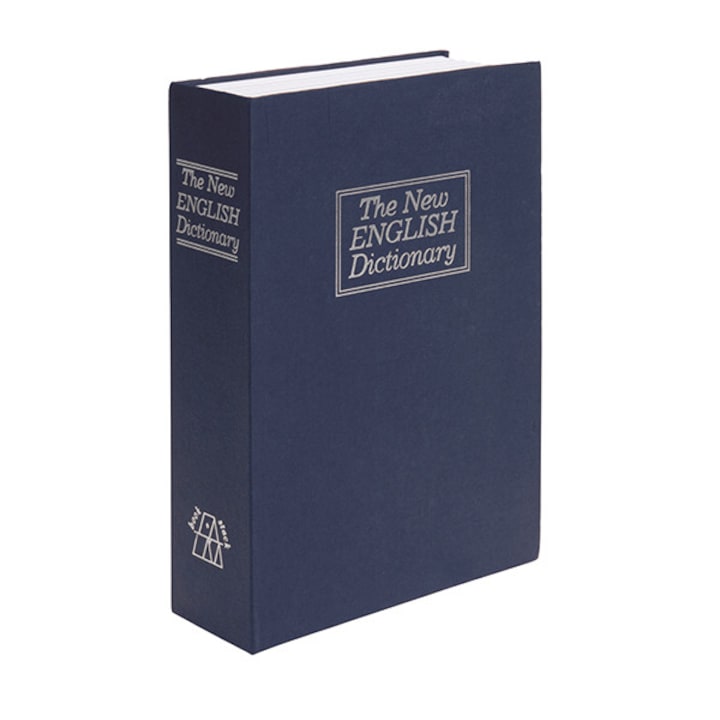 Timeless Tools Könyv alakú fém biztonsági doboz, kulccsal zárható, Kék