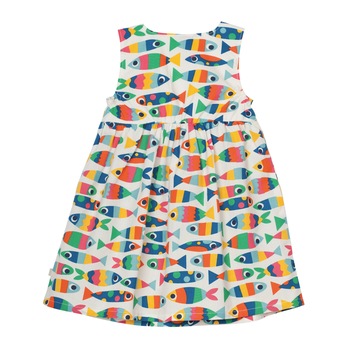 Rochie „Pestisori multicolori”, bumbac organic, multicolor, fete 0 - 3 luni Rochie „Pestisori multicolori”, bumbac organic, multicolor, fete 0 - 3 luni