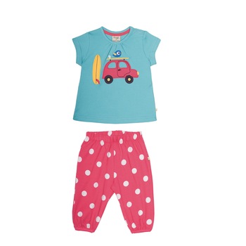 Tinuta Petunia cu papagalul Polly, bumbac organic, set, fete Tinuta Petunia cu papagalul Polly, bumbac organic, set, fete