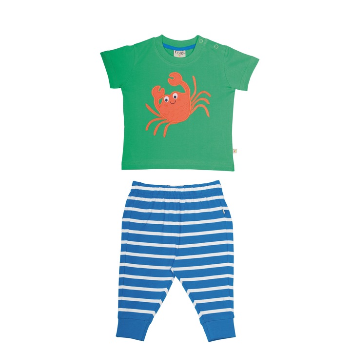 Tinuta Ozzy cu crab, bumbac organic, set bebe 0 - 3 luni