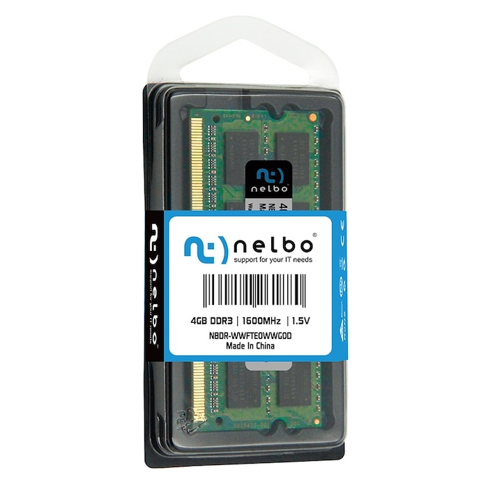 Memorie RAM 4 GB sodimm ddr3, 1600 Mhz, Nelbo original, pentru laptop