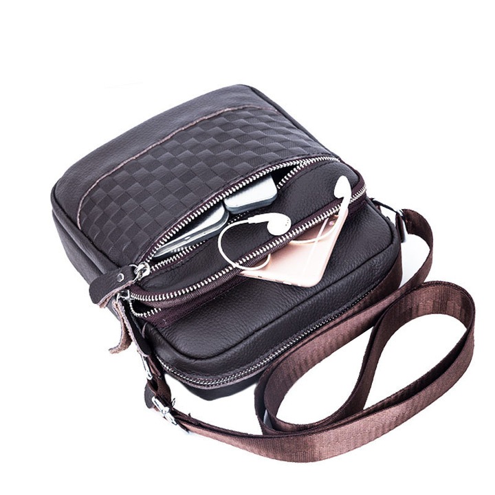 Geanta BullCaptain BTG-578BC-011, 100% Piele Naturala, Negru