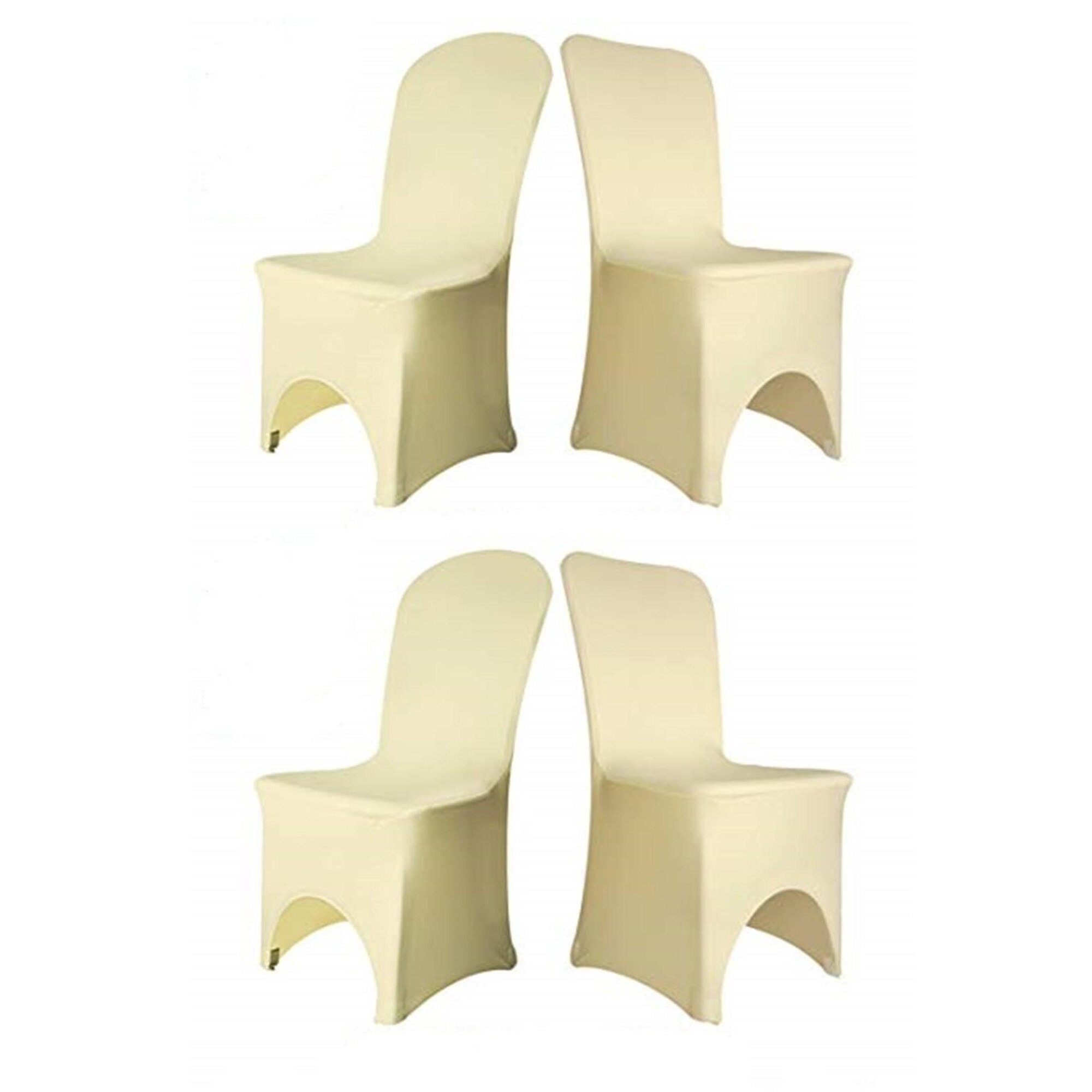 Set de 6 huse elastice din lycra pentru scaune, culoare crem, cu arcada