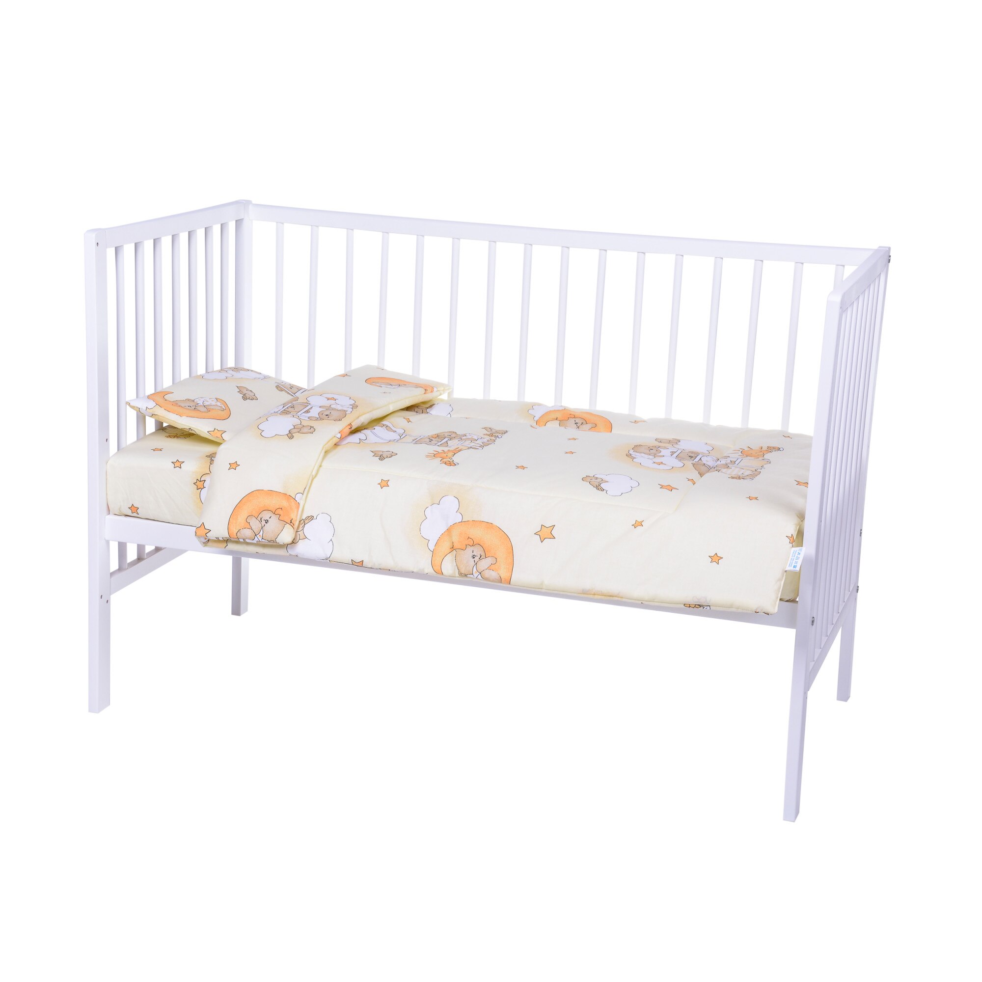 Lenjerie bumbac patut copii Bebe Royal 140*70 - 3 piese - urs pe scara galben