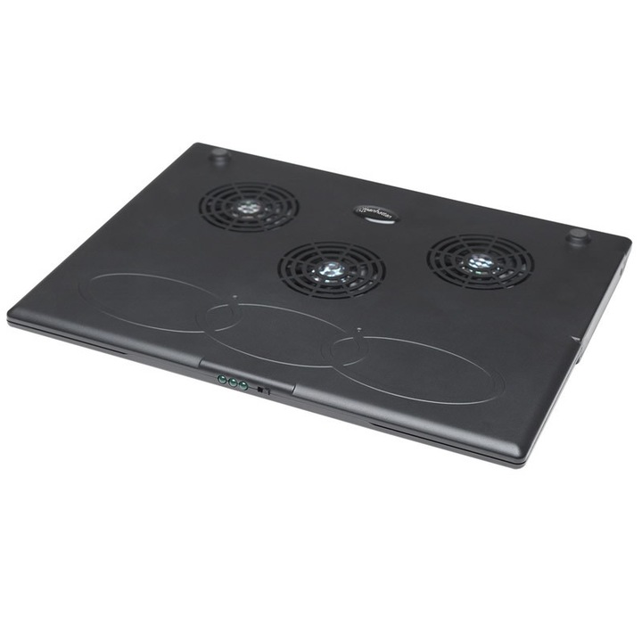 Cooler extern notebook Manhattan 700467, 3 ventilatoare, 2300 rpm, negru