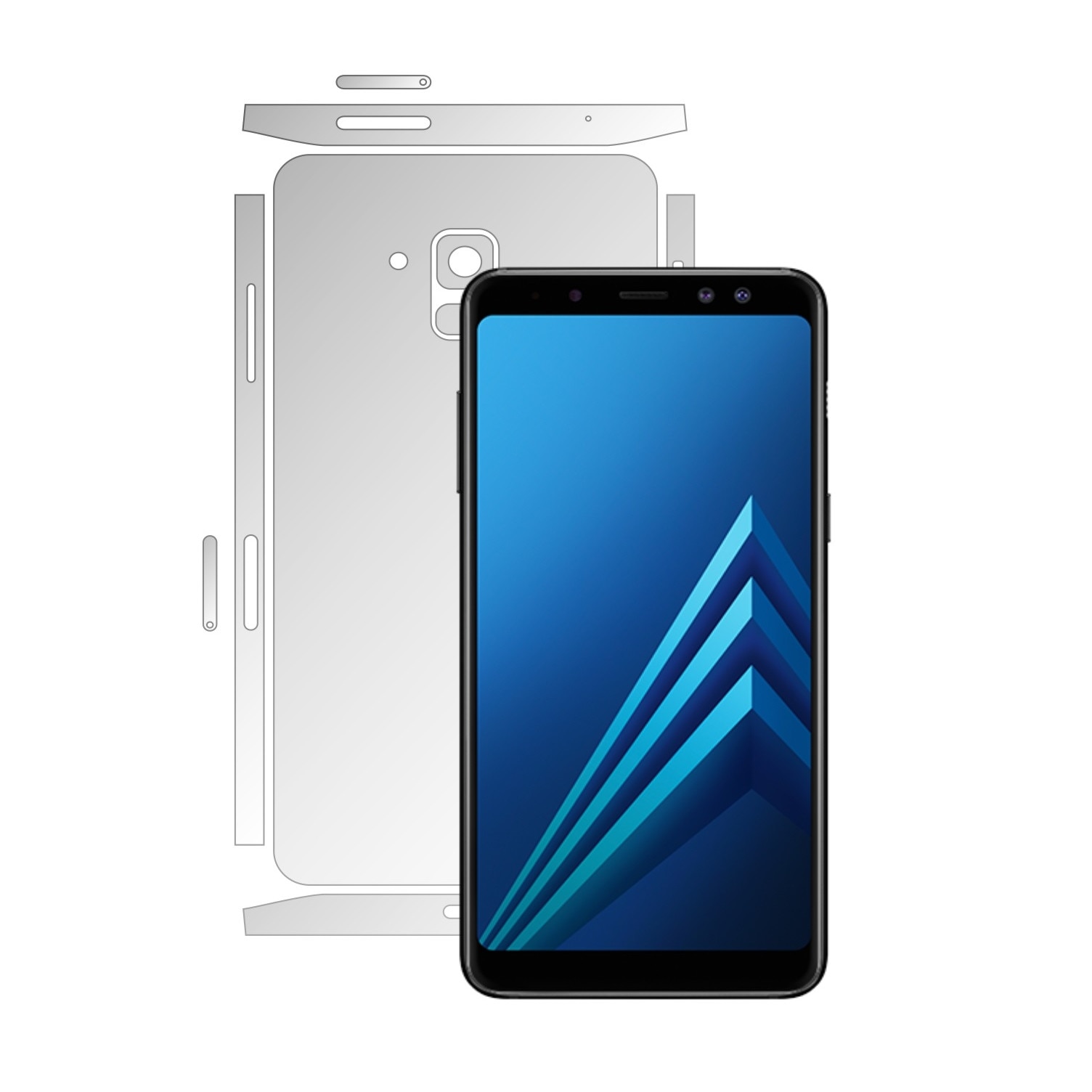 Samsung Galaxy A8+ Plus (2018) - Invisible Skinz HD - Split Cut - Folie Protectie Ultra-Clear pentru Carcasa Spate si Laterale,Skin Adeziv Transparent, Edge to Edge Full Case Cover