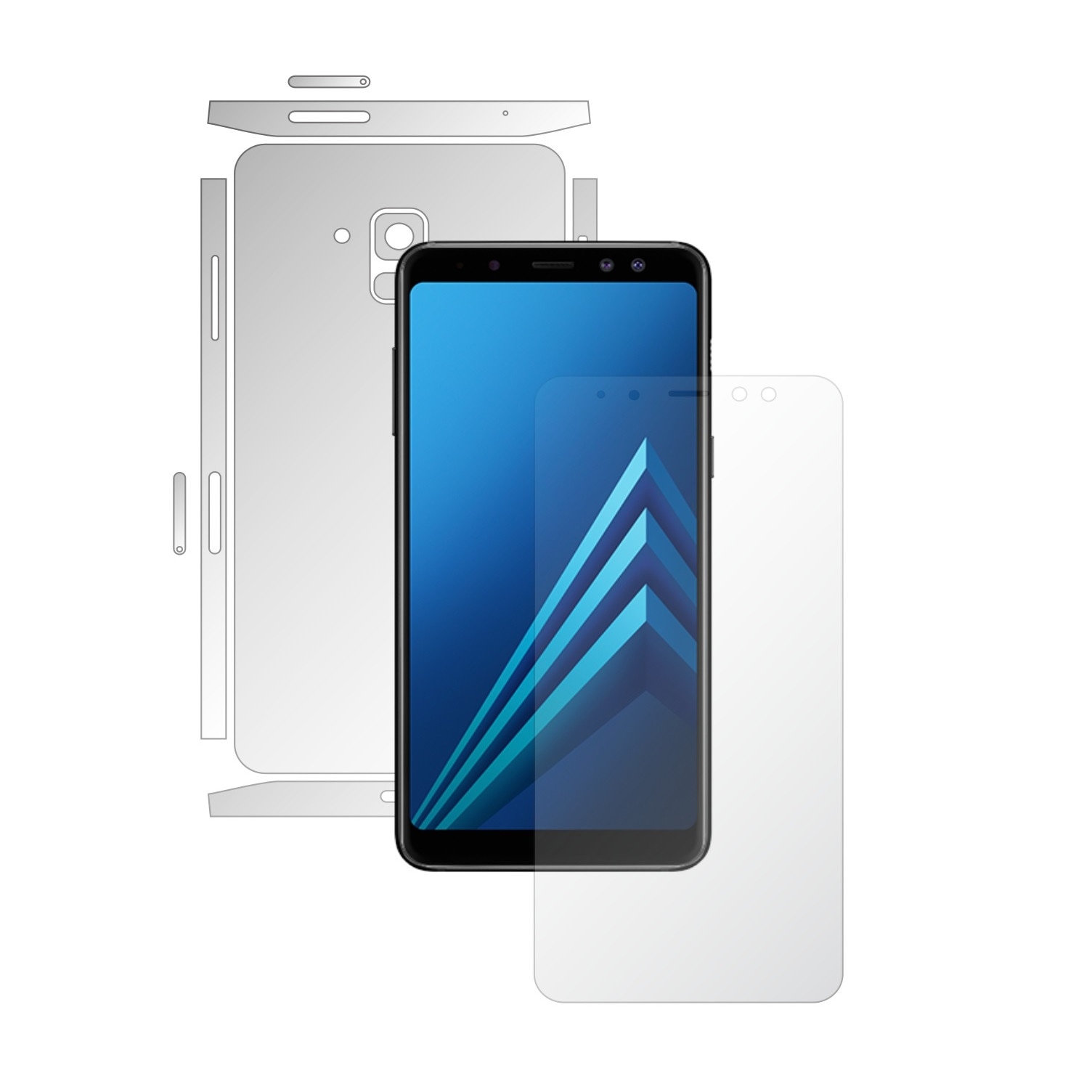 Samsung Galaxy A8+ Plus (2018) - Invisible Skinz HD - Split Cut - Folie Protectie Siliconica Ultra-Clear pentru Ecran,Carcasa Spate si Laterale, Skin Adeziv Transparent Full Body Cover Edge to Edge