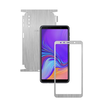 Samsung Galaxy A7 (2018) - Brushed Argintiu - 360 Cut - Folie de protectie Carbon Skinz, Skin Adeziv Full Body Cover pentru Rama Ecran,Carcasa Spate si Laterale