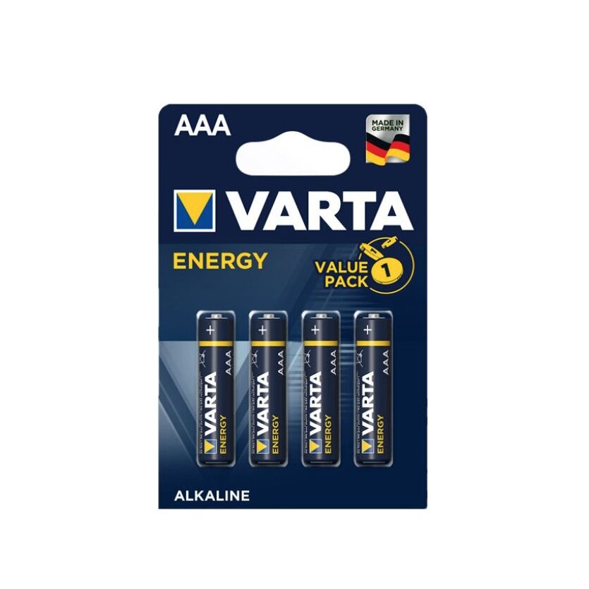 Baterii AAA Varta Energy alcaline, R3, 1,5 V, blister 4 baterii