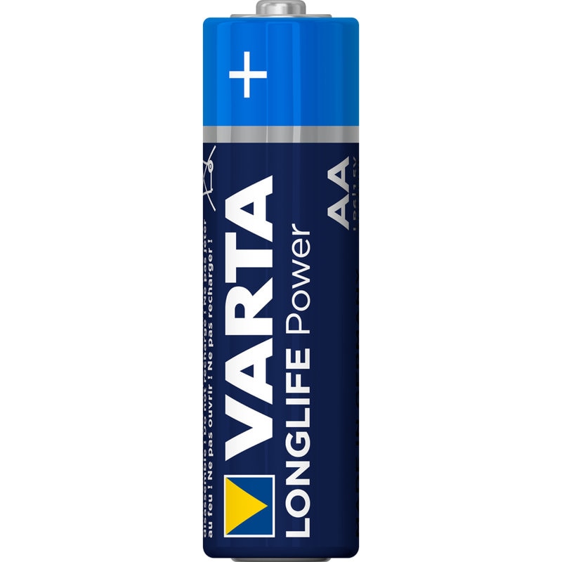 Baterii alcaline AA, R6, Varta Long Life Power, 1,5 V, blister 4 baterii