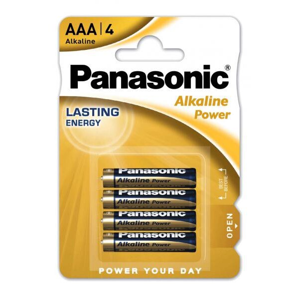 Baterii alcaline AAA, R3, Panasonic Alkaline Power, 1,5 V, blister 4 baterii