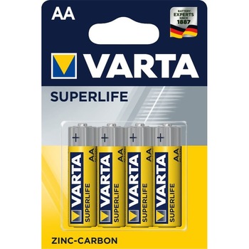 Baterii AA, R6, Varta Superlife, 1,5 V, zinc, blister 4 baterii Baterii AA, R6, Varta Superlife, 1,5 V, zinc, blister 4 baterii