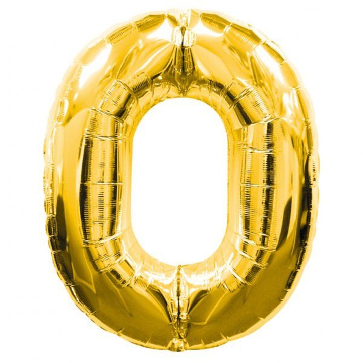 Balon folie cifra 0, 70 cm, auriu